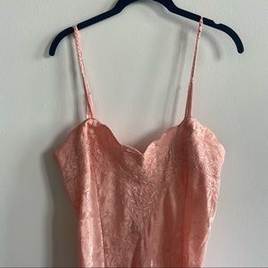 Pink Lace Print Silk Slip Dress